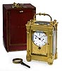 An extremely important, rare gilt bronze grande and petite sonnerie striking carriage clock with quarter-repeat, pull-wind alarm and calendar by Breguet Neveu Compagnie à Paris